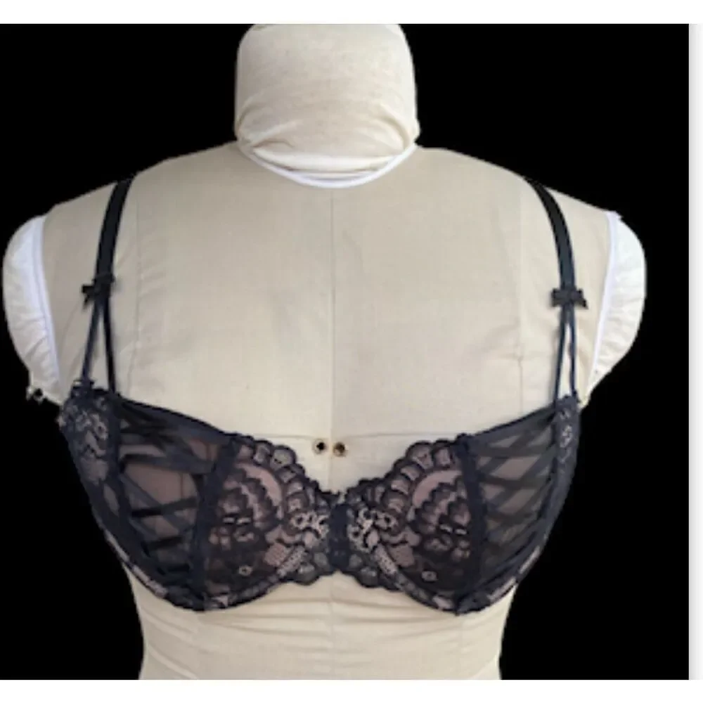 Adore Me Lace Balconette Bra Black 36C Lace Sheer